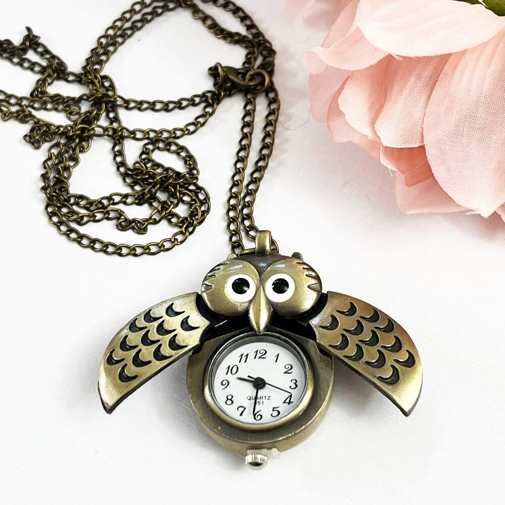 Owl Watch Pendant Necklace